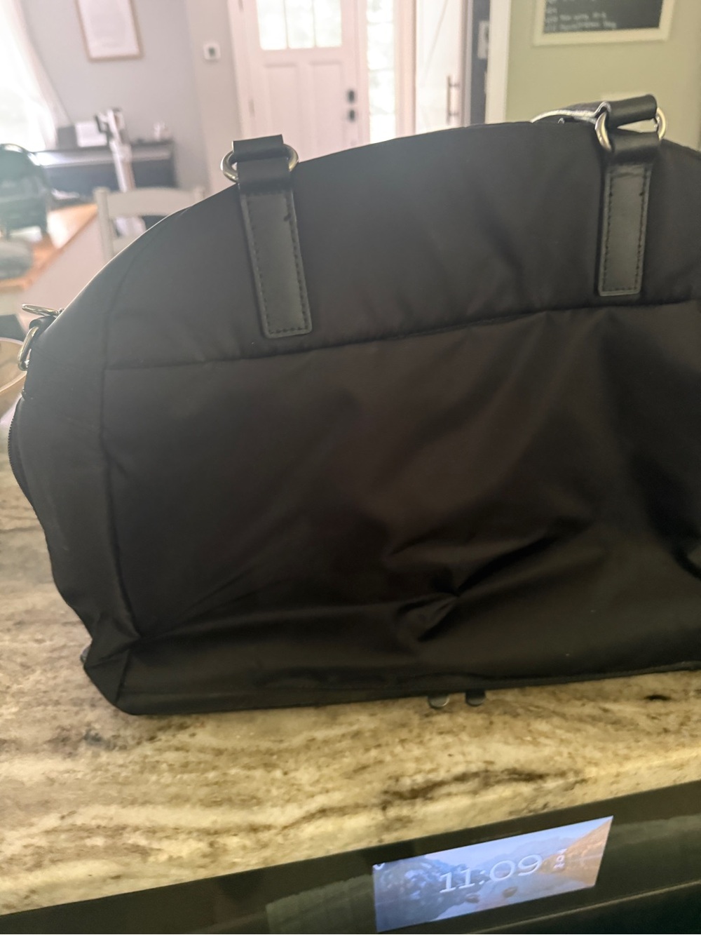 Lo & Sons Black Travel Tote Bag with Leather Straps - Picture 3 of 5